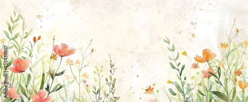 Soft Watercolor Tulips Field Spring Banner
