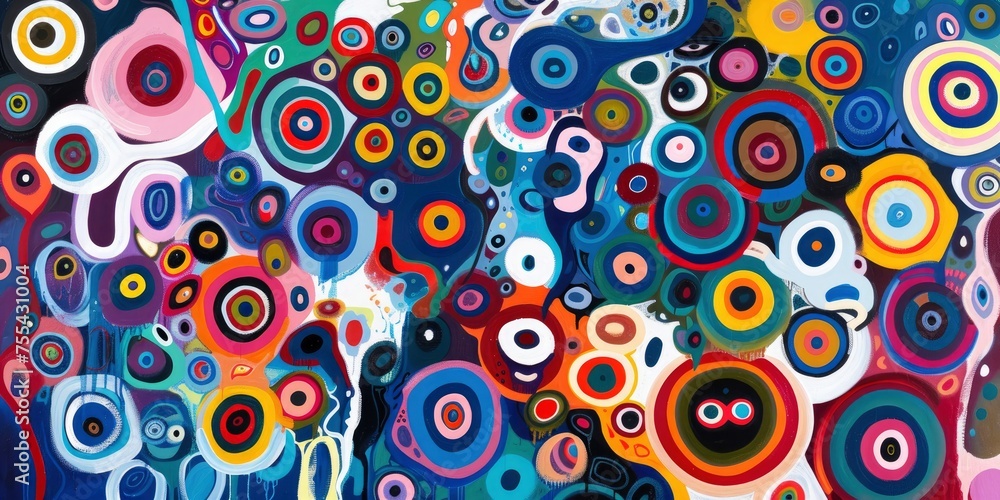 Vibrant Strokes. An Oil Painting Featuring Thick and Heavy Brush Strokes, Creating Dynamic Patterns Bursting with Color.