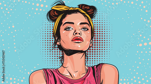 Pop art illustration portrait of a girl comics style