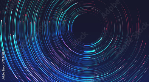 Glowing lines on blue background.