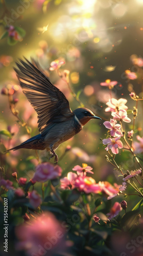 Spring birds and natural environment