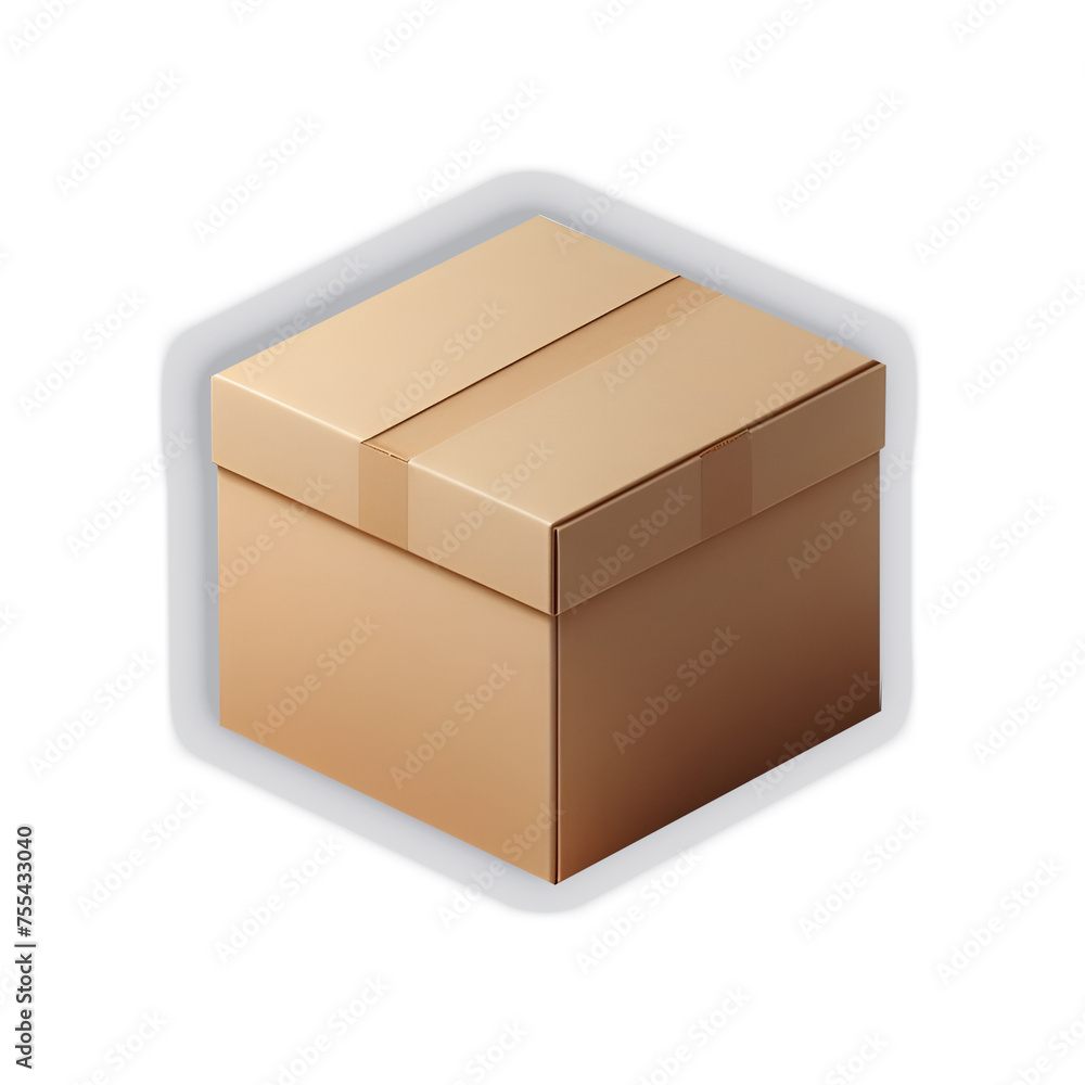 Mockup of closed cardboard box taped up for delivery service isolated ...