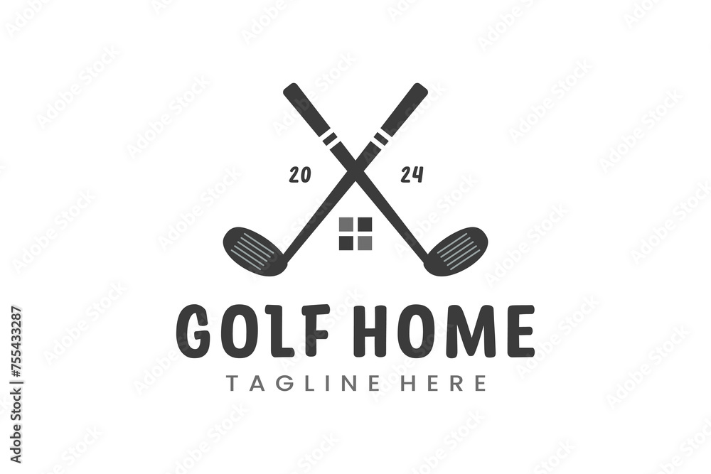 Modern Flat design Unique Home Golf Ball club Graphic logo template Minimalist Golfing Logo template Modern Flat design Unique Home Golf Ball club Graphic logo template Minimalist Golfing Logo template