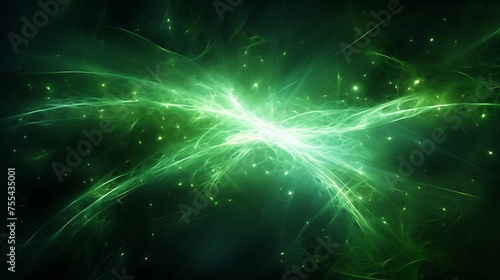abstract background with green neon light