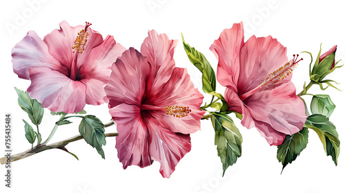 pink hibiscus flower  isolated on white background photo