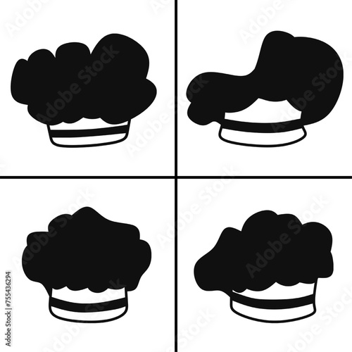 Vector black and white illustration of chef hat icon for business. Stock vector design.