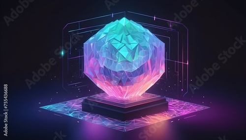 Low-poly sci-fi crystal holo © Lied