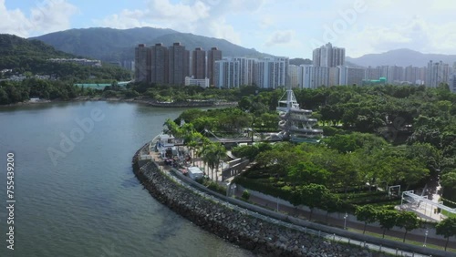 Drone view of Tai Po New Town, Hong Kong photo