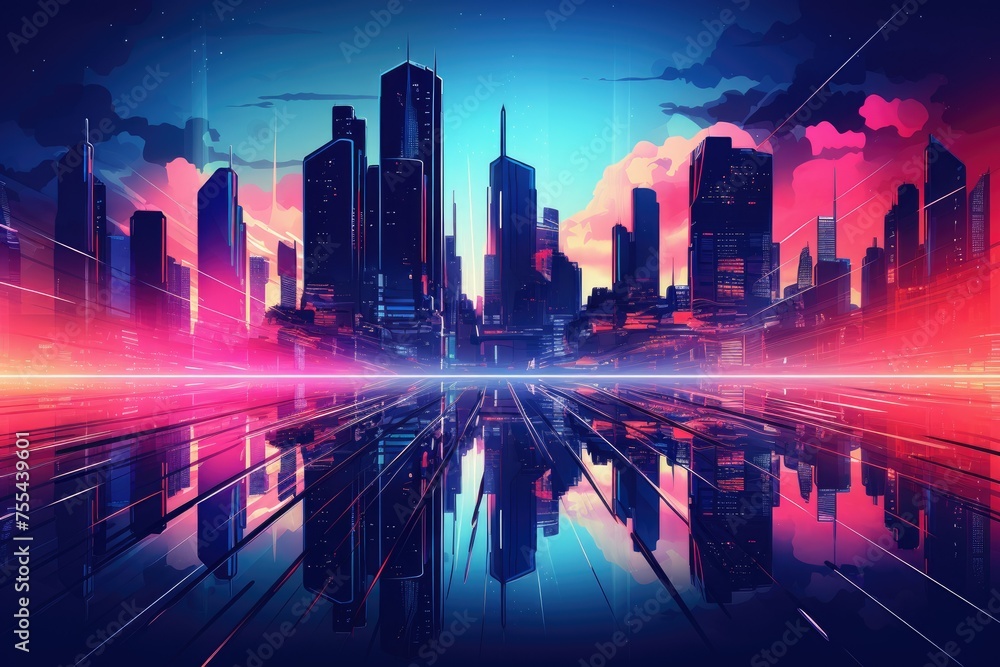 Techno Vibes: Pulse of the Neon Cityscape
