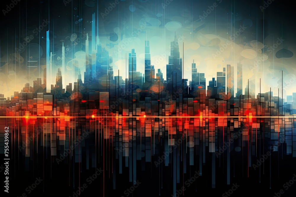 Techno Cityscape: Pulse of the Futuristic Urban Skyline