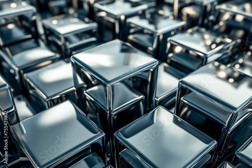 Close-up of Silver Metal Cubes