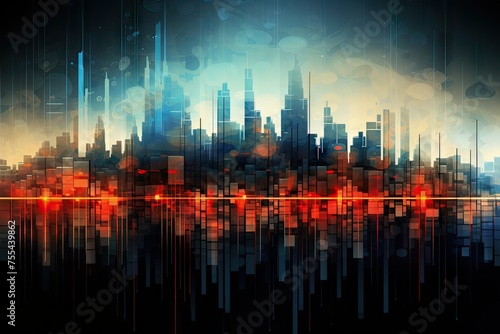 Techno Cityscape  Pulse of the Futuristic Urban Skyline