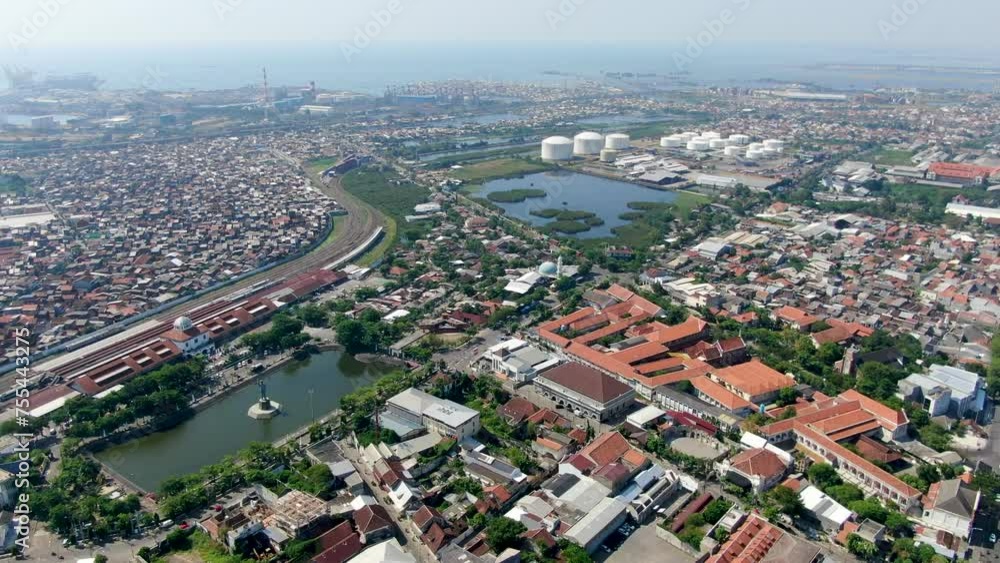 Beautiful cityscape of Semarang, high altitude aerial view Beautiful cityscape of Semarang, high altitude aerial view