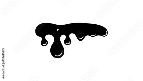 Dripping oil stain,  black isolated silhouette