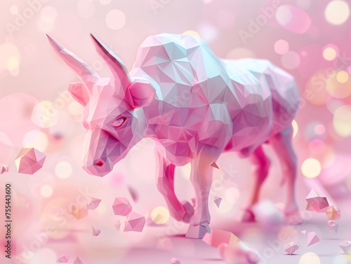 a low poly goat with a horn