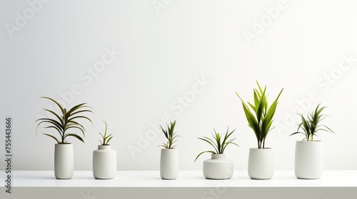 Modern vase interior plants pots in a white room. House plant decoration