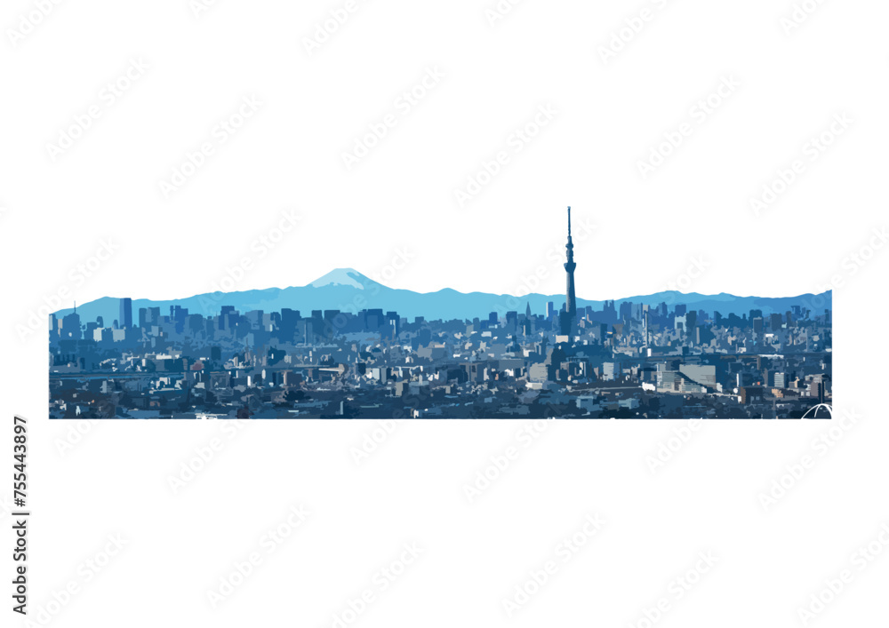 Obraz premium 富士山と東京の街並み