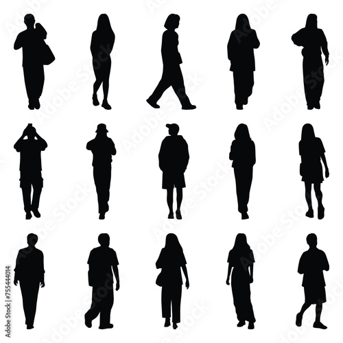 Vector collection set of individual people silhouettes.