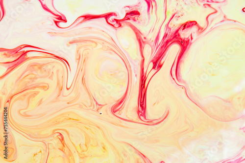 Beautiful abstract yellow-red fluid art seemless pattern background 
