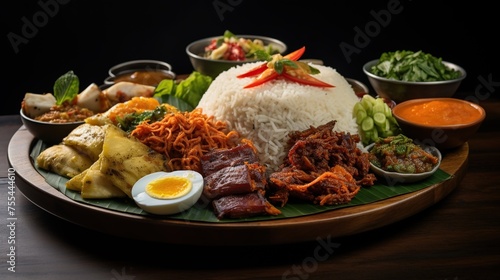 Indonesian Nasi Campur Bali. Popular Balinese meal of rice with variety side dishes.