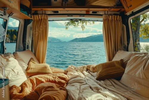 Gorgeous view from sleeping area of camper van 