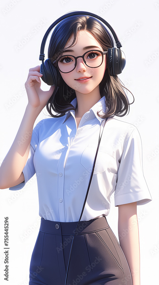 woman with headphones woman with headphones