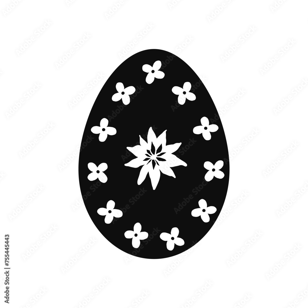 Black and white floral decorative Easter egg Black and white floral decorative Easter egg