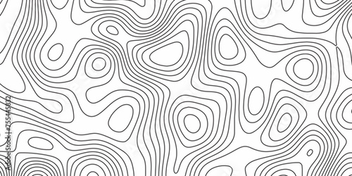 Modern Terrain topographic map. Mountain contour height lines background. paper texture Imitation of a geographical map shades. Black and white abstract background vector. 3D waves. Marble texture.