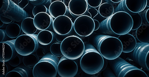 Close up of many white pipes, Abstract Pattern of PVC Pipes in Construction