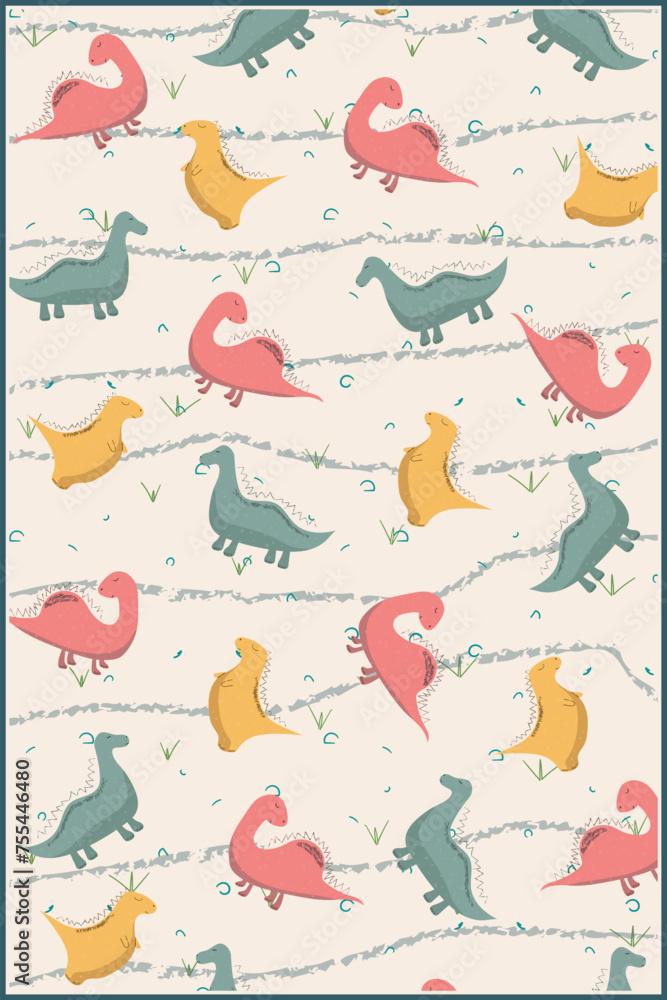 cute dinosaurs pattern with doodle style drawing art and colorful pastel
cute dinosaurs pattern with doodle style drawing art and colorful pastel