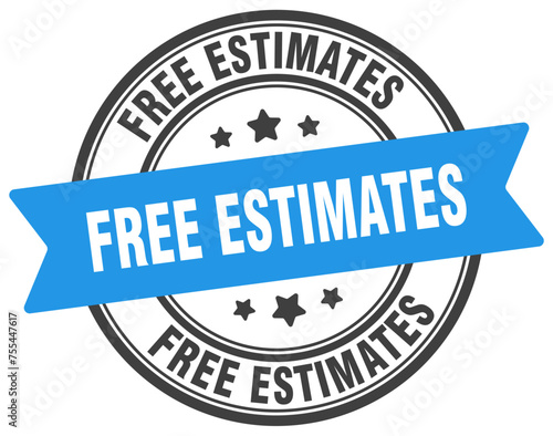 free estimates stamp. free estimates label on transparent background. round sign