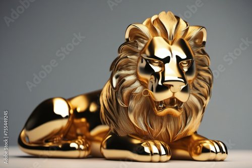 Golden lion figurine. Digital illustration. photo