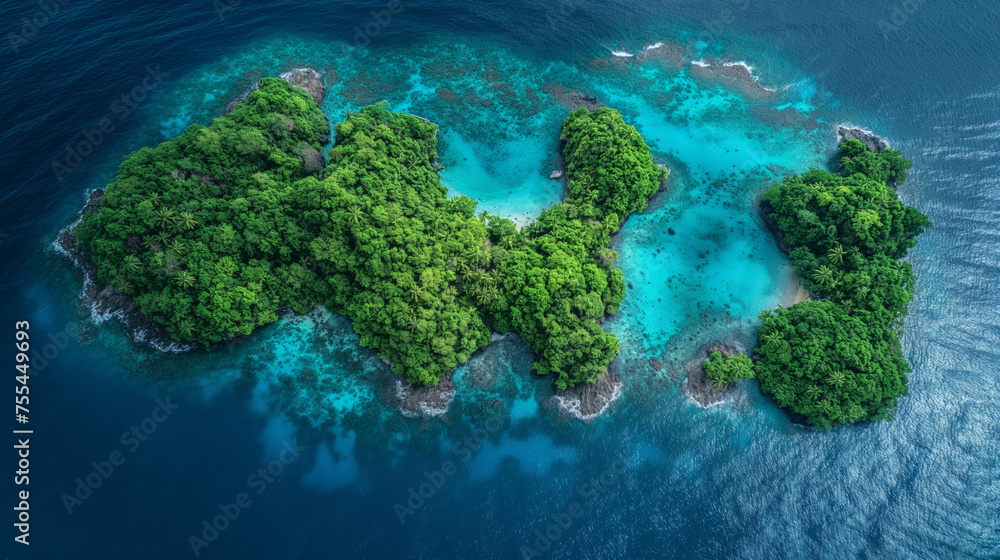 Maldives island scenic aeria; view, summer vacation tropical destination in the Indian sea illustration, idyllic remote scenic shore