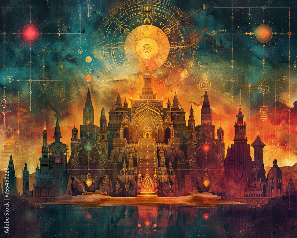 Visual Example Esoteric Esoteric diagrams casting a spell on a vibrant festivity Stock ...