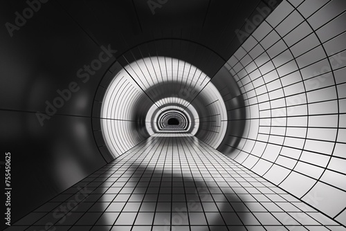 a white and black tunnel