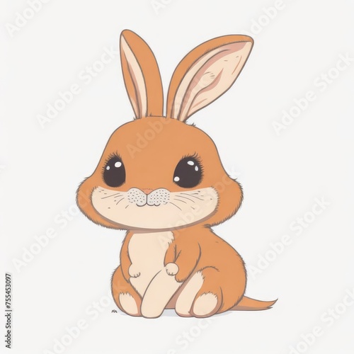 Cute rabbit character sitting © ROKA Creative