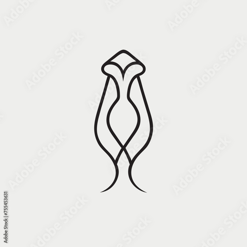 fashion gown logo, vector illustration line art