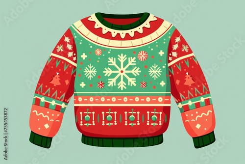 a colorful christmas sweater with snowflakes and snowflakes