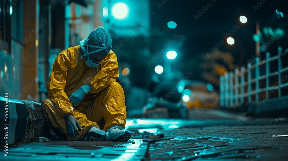 A heart-wrenching scene of a healthcare worker exhausted and emotionally drained in the midst of a global pandemic, Exhaustion, Sacrifice, Compassion, Crisis, Humanity, Symbolizing the toll of the pan A heart-wrenching scene of a healthcare worker exhausted and emotionally drained in the midst of a global pandemic, Exhaustion, Sacrifice, Compassion, Crisis, Humanity, Symbolizing the toll of the pan