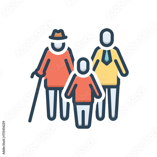 Color illustration icon for generation