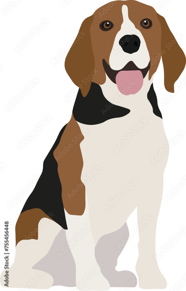 Beagle Dog Minimal Flat Vector Illustration