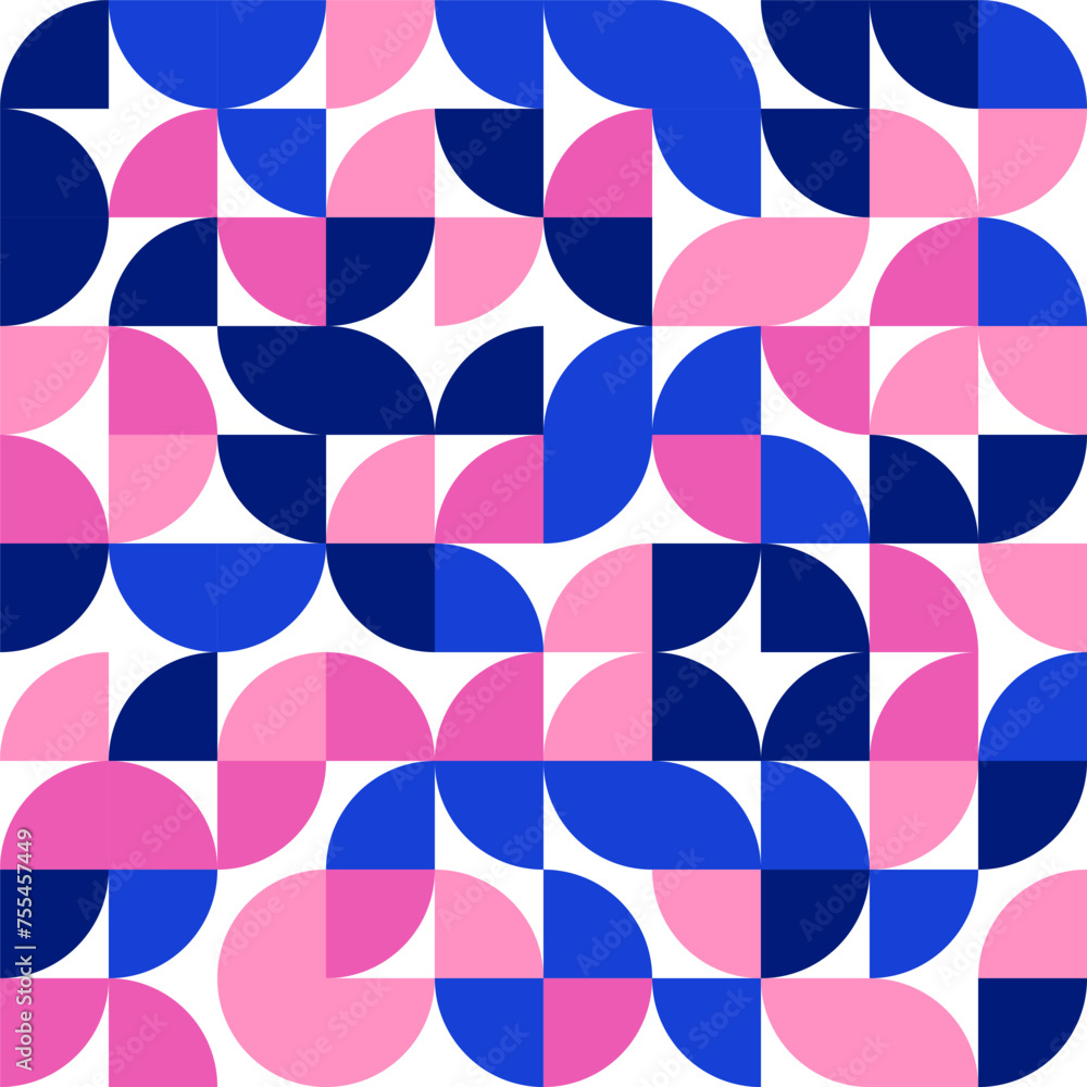 Bauhaus seamless pattern, geometric print, blue, pink. Vector modern trendy geometric pattern Bauhaus seamless pattern, geometric print, blue, pink. Vector modern trendy geometric pattern