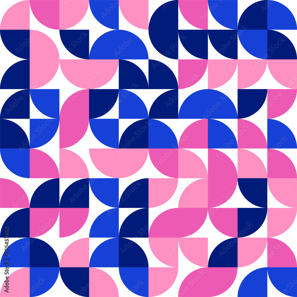 Bauhaus seamless pattern, geometric print, blue, pink. Vector modern trendy geometric pattern Bauhaus seamless pattern, geometric print, blue, pink. Vector modern trendy geometric pattern