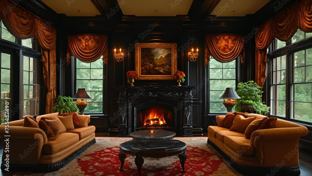 This elegant living room is elevated by the grandeur of a custom