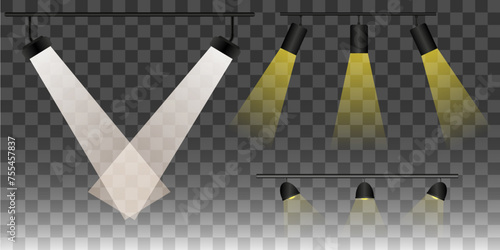 spotlights for illuminating various elements and persons 