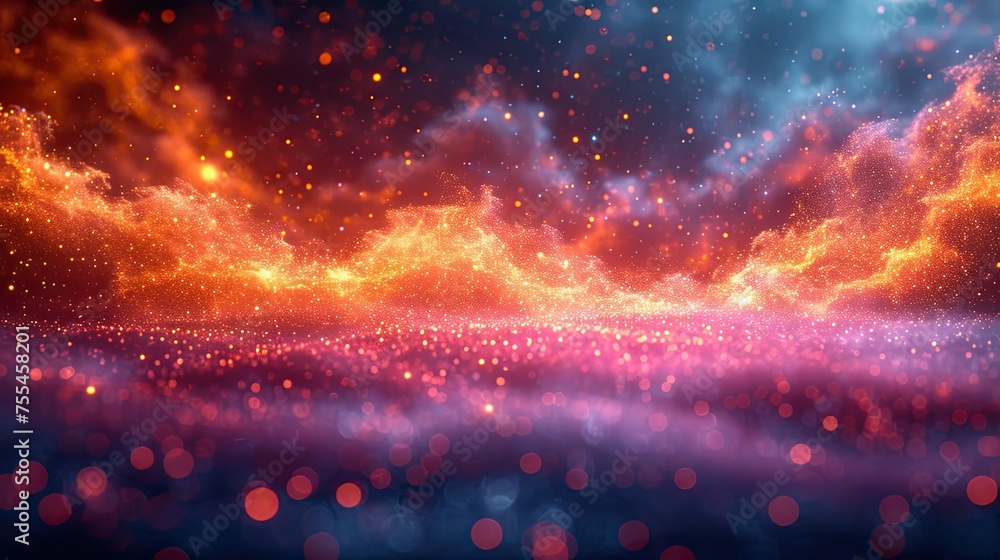 Abstract background with colorful explosions of particles, matte finish, sharp focus, Ai Generated. - obrazy, fototapety, plakaty 