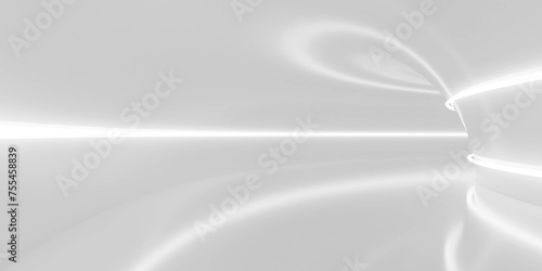 Fototapeta Naklejka Na Ścianę i Meble -  Close up of white tunnel with lines 3d render illustration