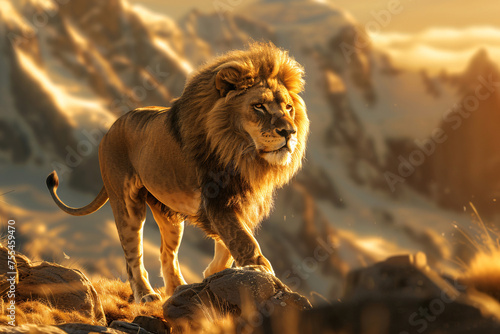 a lion walking on a rock
