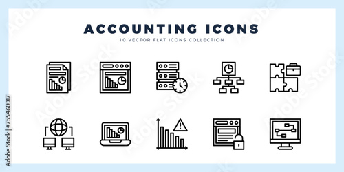 10 Accounting Lineal icons pack. vector illustration.