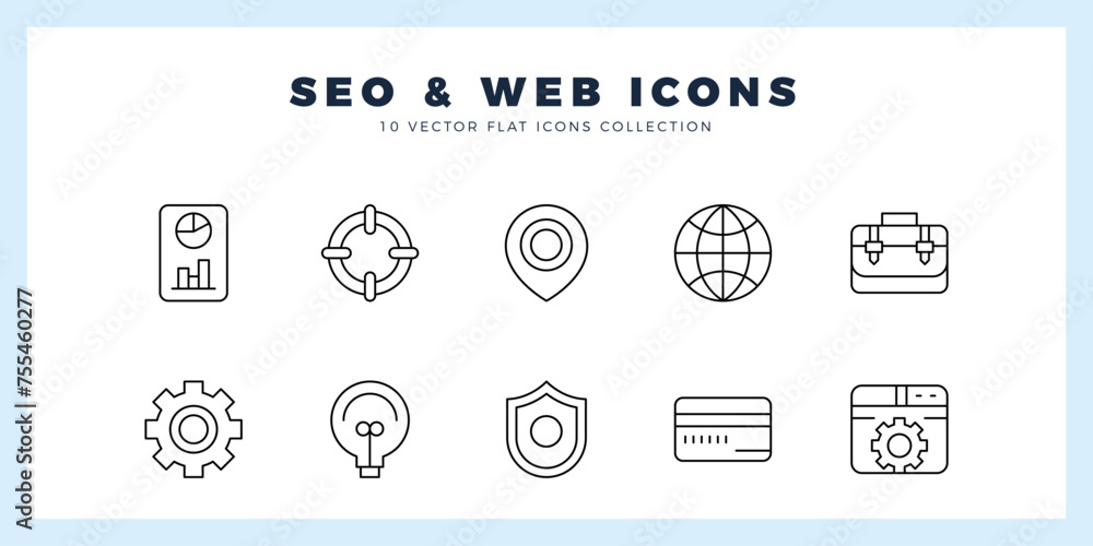 10 SEO & WEB Lineal icon pack. vector illustration.